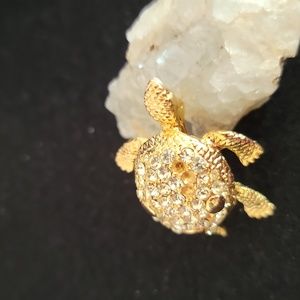 Vintage Rhinestone Turtle Brooch